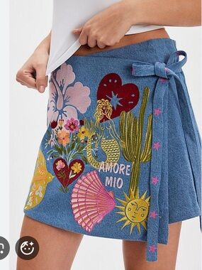 Denim & Bone Amore Mio Wrap Denim Skirt, Free People